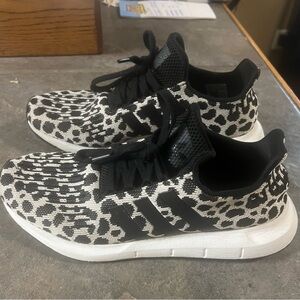 Adidas Black and White Animal Print Sneakers